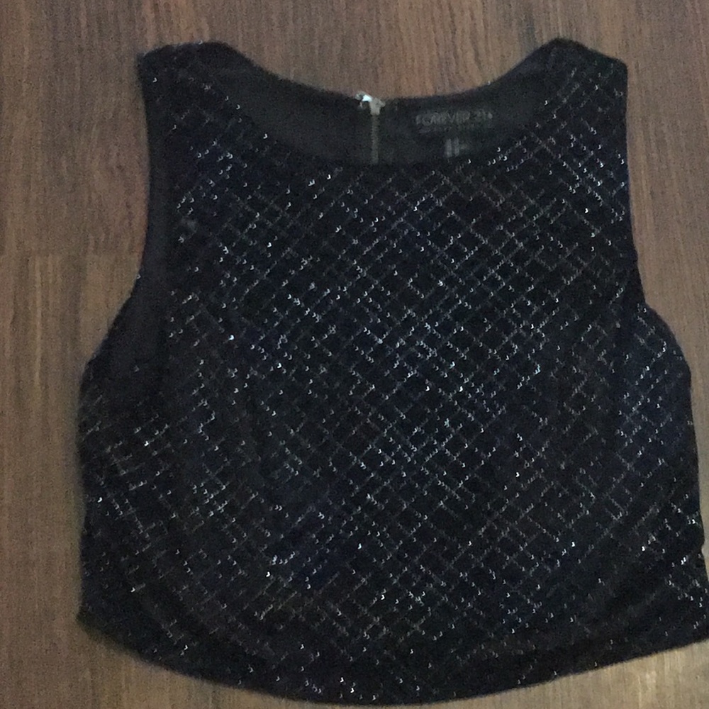 Forever 21 Black Sparkly Halter Top